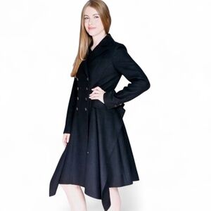 All Saints Obia Black wool Double Breasted Pea coat